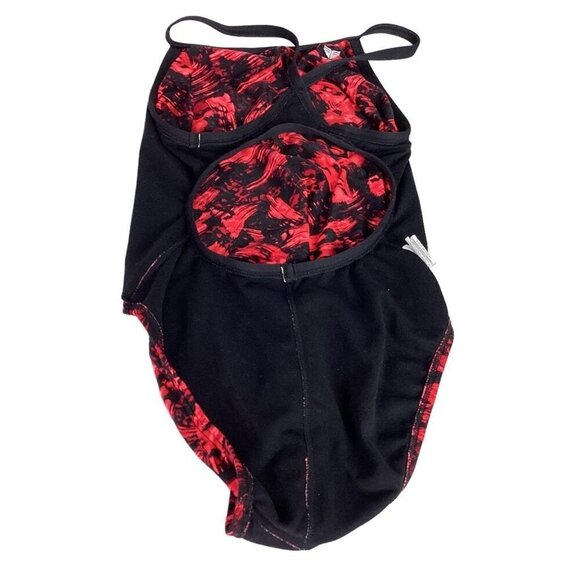 TYR Womens 34 Emulsion Diamondfit Swimsuit Fitted Red Black Lined Racerback - Picture 9 of 10